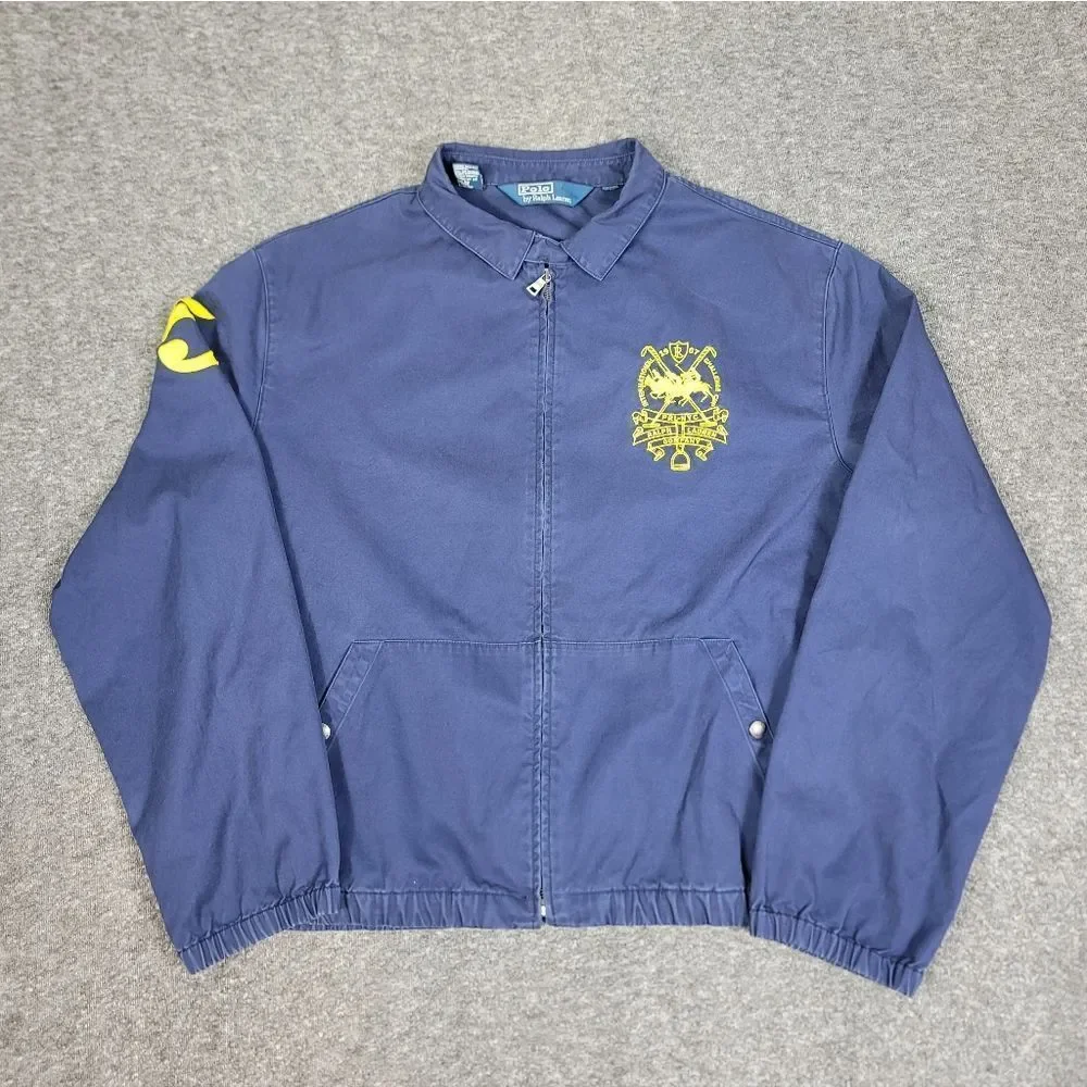 Vintage 90s Polo Ralph Lauren Jacket XXL Navy Crest Embroidered PRL NYC